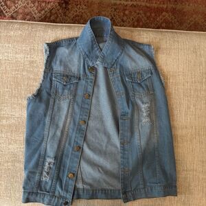Unbranded Denim Vest Men's Size Medium Blue Jean Button Front Pockets